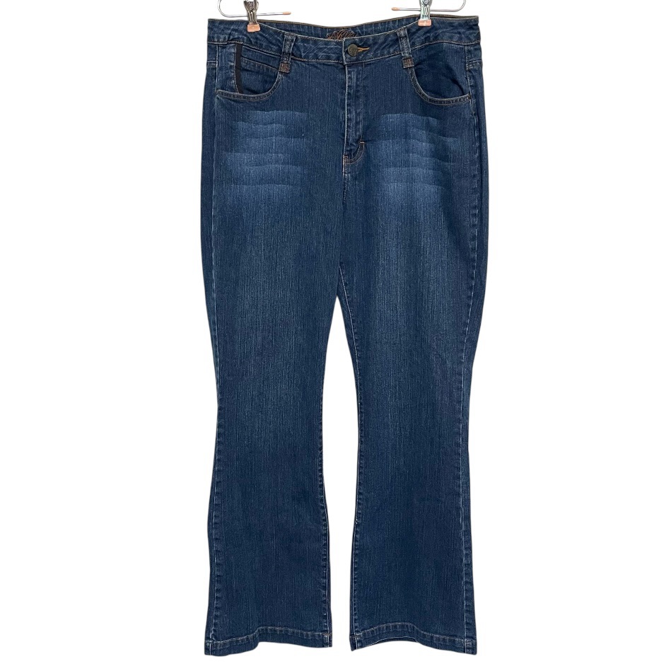 Kikit Bootcut Jeans Dark Wash High Rise Blue Denim Stretch Comfy Casual Size 16